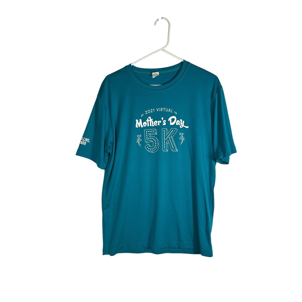 Sport-Tek Men Teal 2021 Virtual Mothers Day 5K Fort Collins Running Shirt Size M
